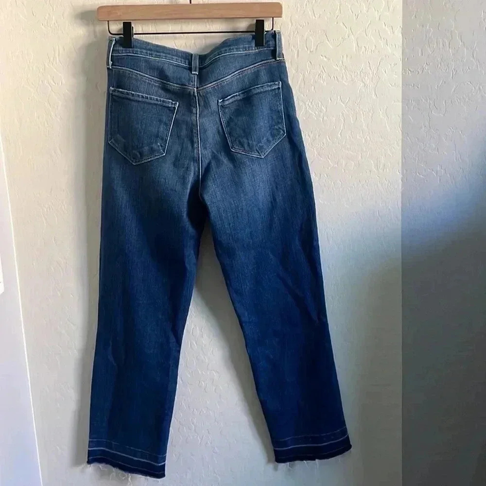 L'Agence Harris High Rise Cropped Straight Leg Jeans Released Hem Fray Jeans - Picture 4 of 6